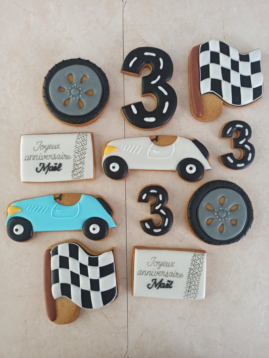 Lot de 5 biscuits « anniversaire voiture »