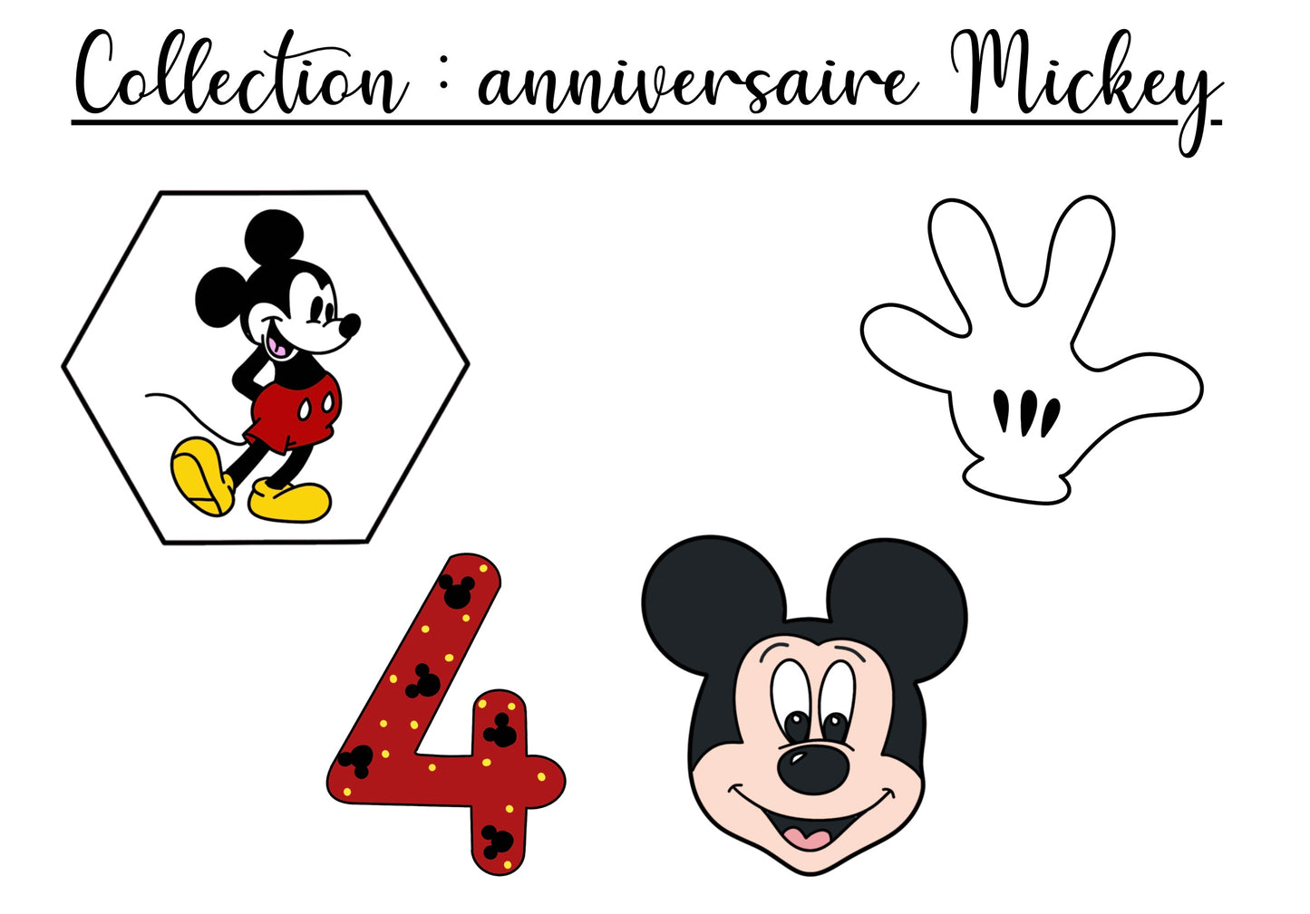 Lot de 4 biscuits « anniversaire Mickey »