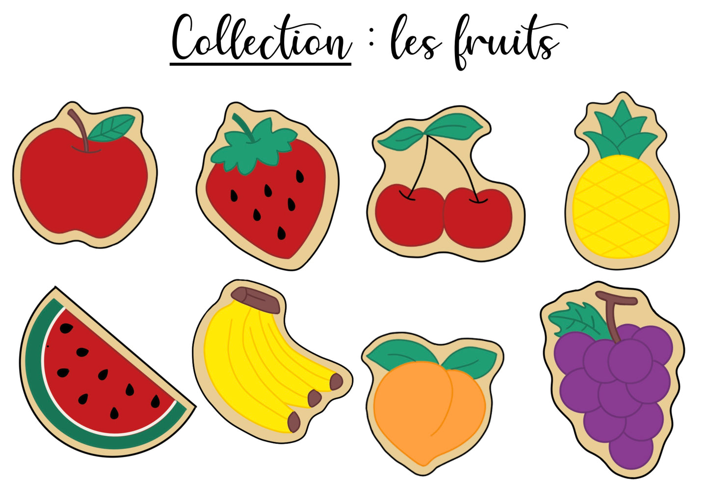 Lot de 8 biscuits « les fruits »