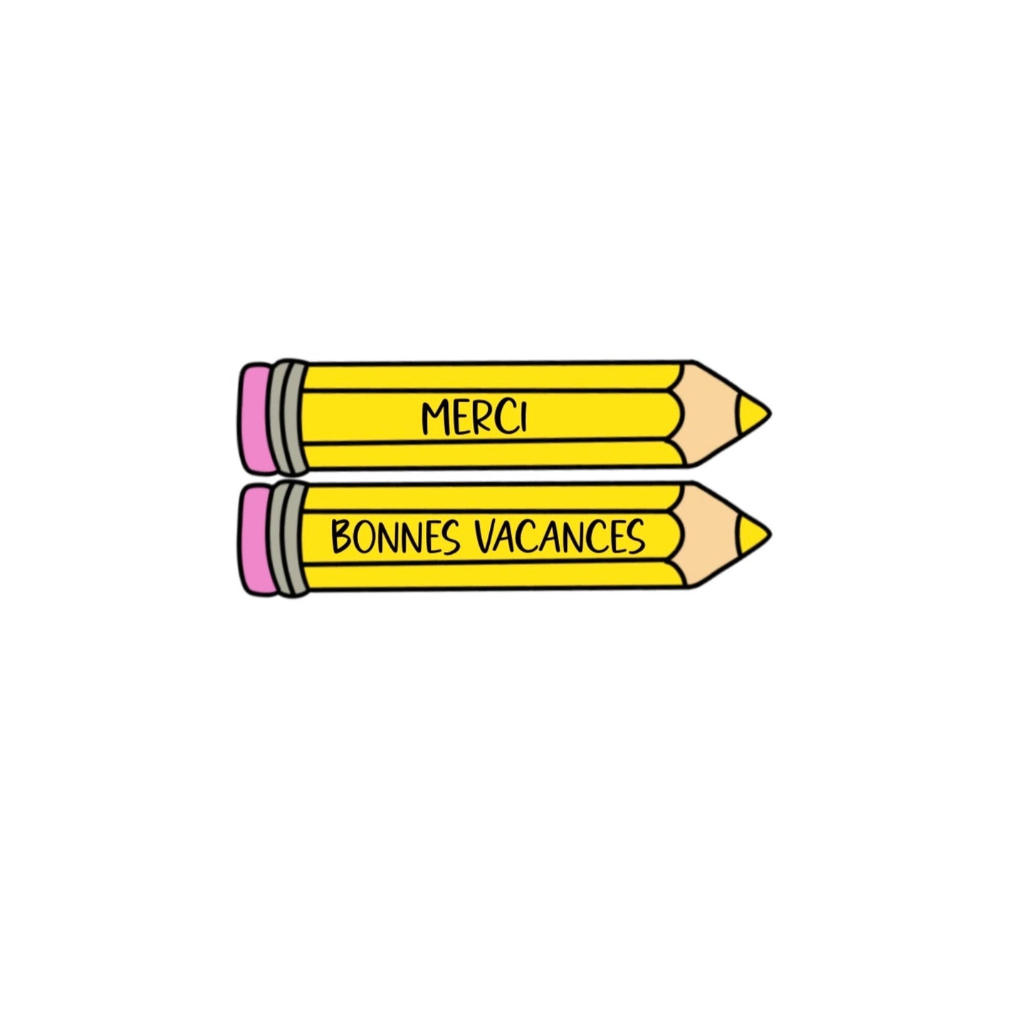 Lot de 2 biscuits crayons "merci" et "bonnes vacances"