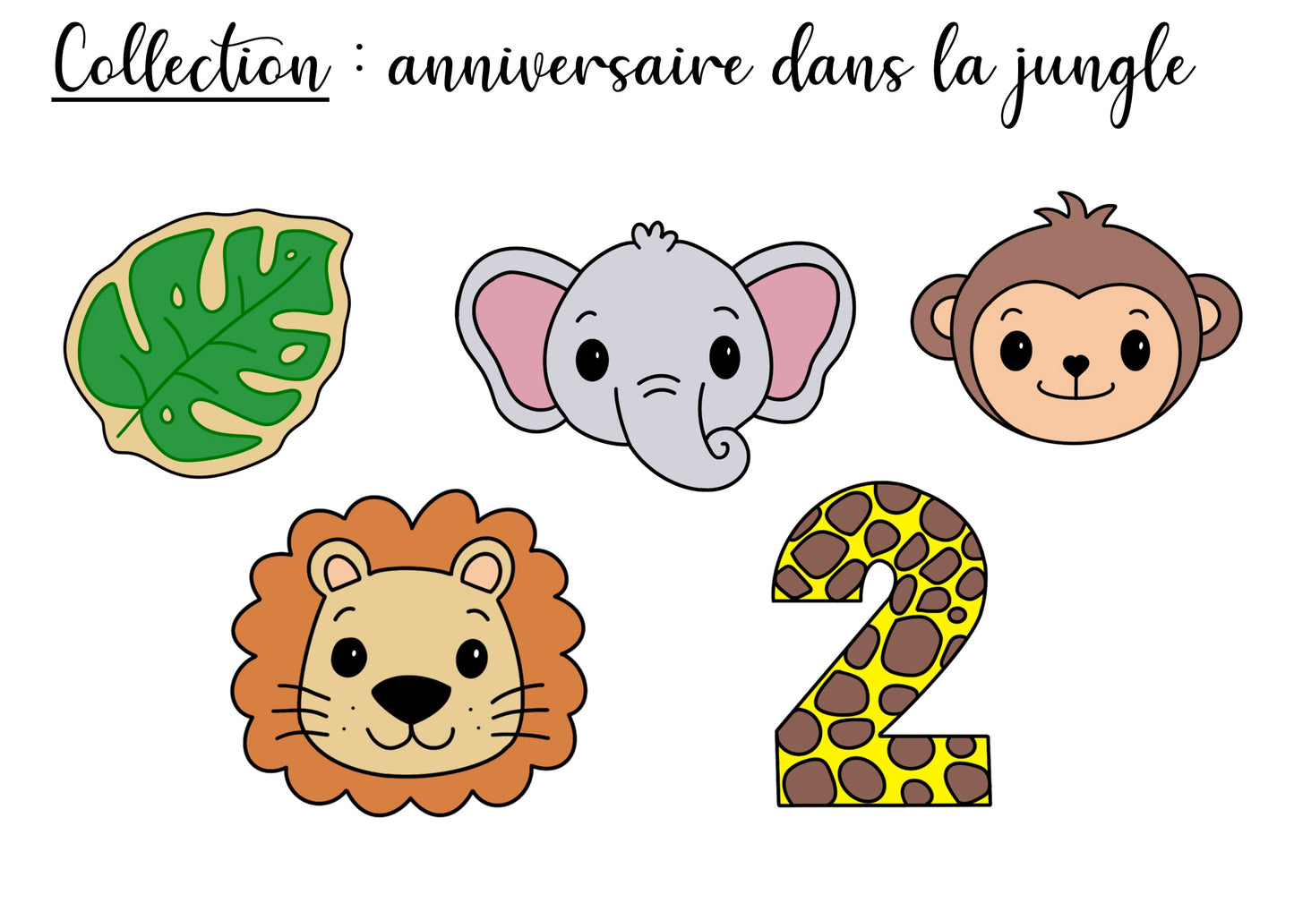 Lot de 5 biscuits « anniversaire dans la jungle »